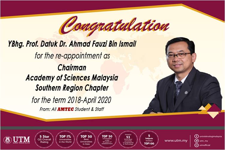 RE-APPOINTMENT AS CHAIRMAN OF ASM – CONGRATULATION