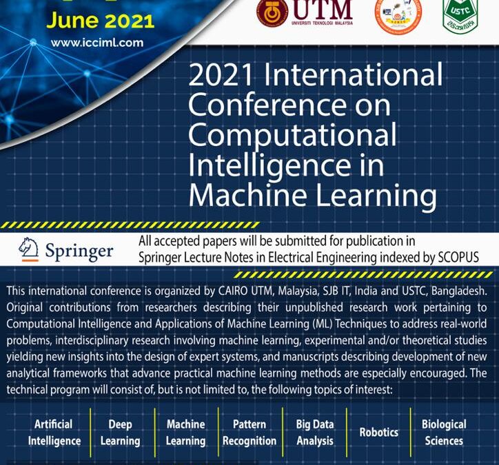 CALLING FOR PAPERS: 2021 International Conference on Computational Intelligence in Machine Learning (ICCIML)