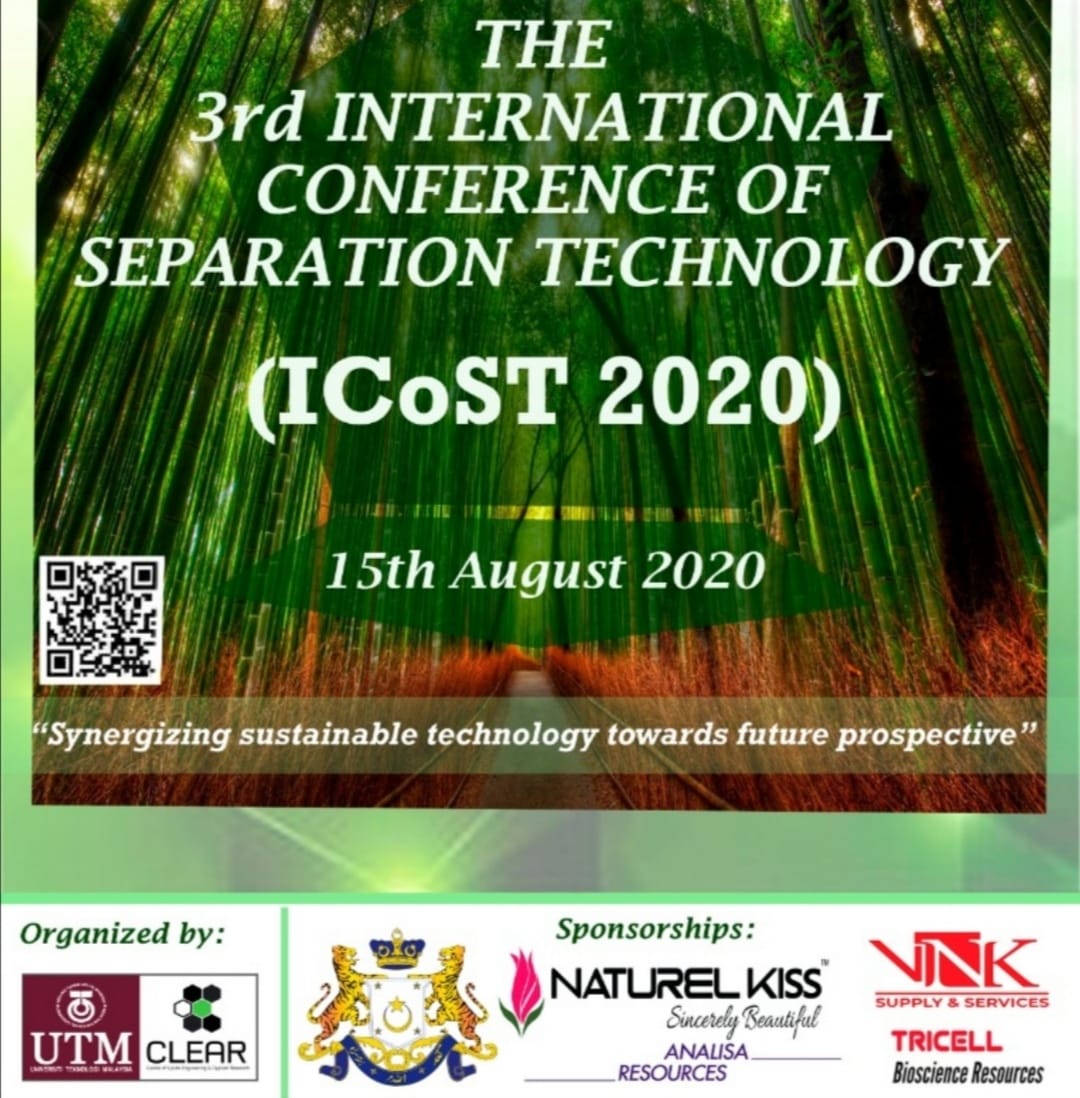 International Conference on Separation Technology (ICoST 2020) at UTM.