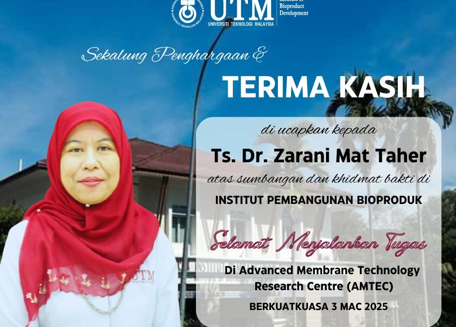 Sekalung Penghargaan dan Terima Kasih diucapkan kepada Ts. Dr. Zarani Mat Taher