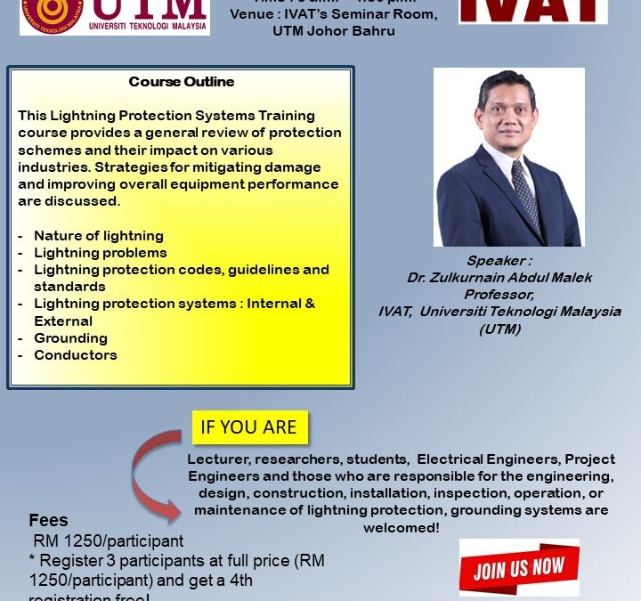 1-Day course on Lightning Protection Systems Training For Utility Industrial, Commercial & Institutional Power Systems (Part 1 & Part 2)