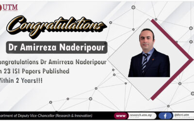 Congratulations Dr Amirreza Naderipour on 23 ISI Papers Published Within 2 Years!!!