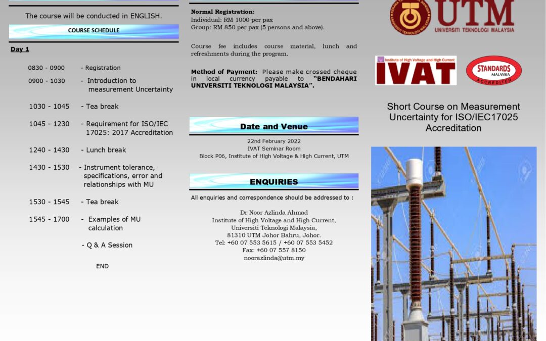 Short Course on “Measurement Uncertainty of ISO/IEC 17025 Accreditation”