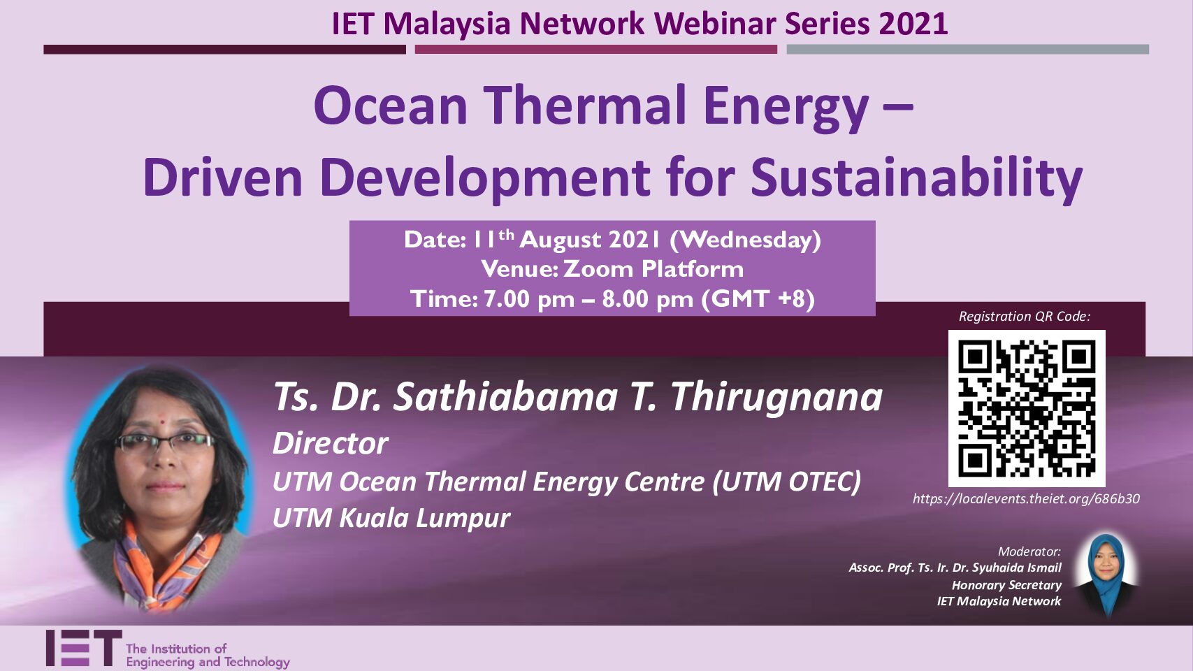 EVENT ANNOUNCEMENT: IET Malaysia LN Webinar Series on “Ocean Thermal Energy – Driven Development for Sustainability”