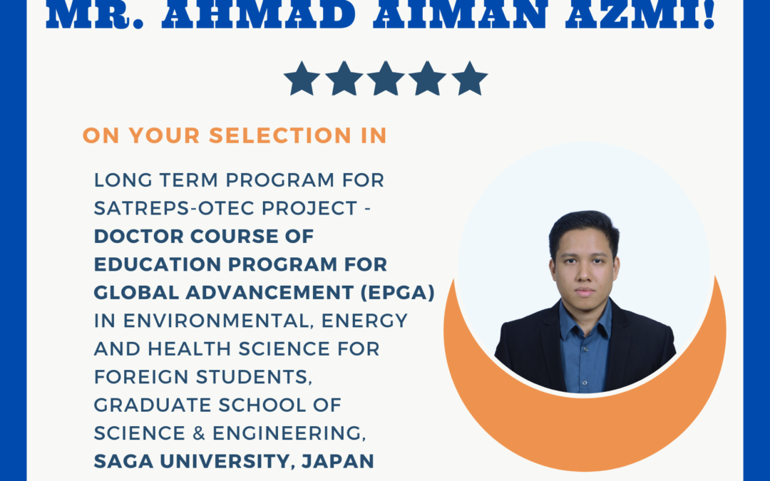 PhD Candidate for SATREPS-OTEC Project: Mr. Ahmad Aiman Azmi