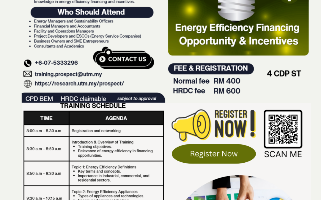 UTM to Host Online Training on Energy Efficiency Financing Opportunities